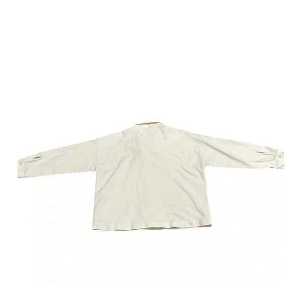 Eileen Fisher Cotton Blend Lightweight Jacket Large Cream Button Pockets Stretch - Picture 8 of 10